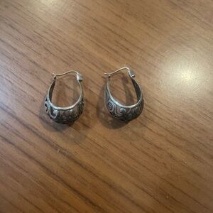 Silpada Silver Hoop Earrings with Engraved Design